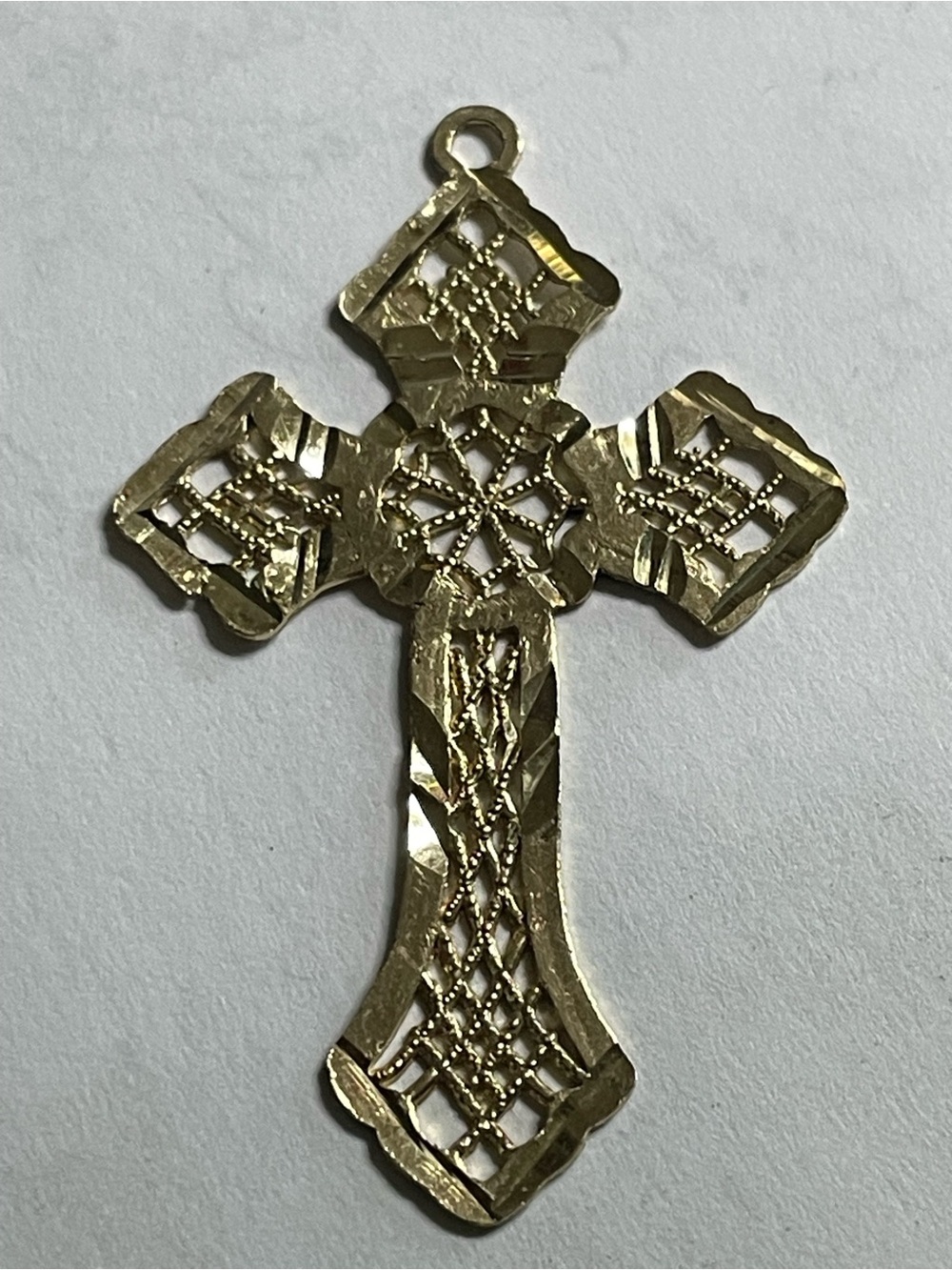 10KT GOLD FILIGREE CROSS ONLY STAMPED 417=10KT there’s a makers mark 2.05 grams